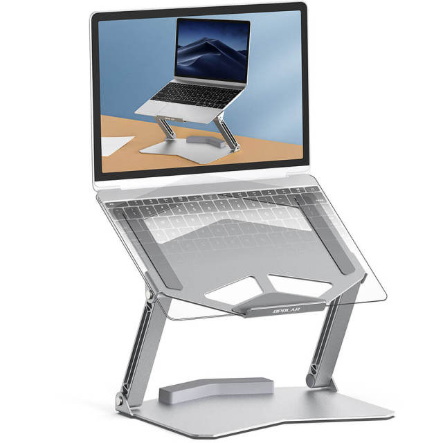 Laptop Stand with USB Ports Adjustable Notebook Holder Stand Portable Silver