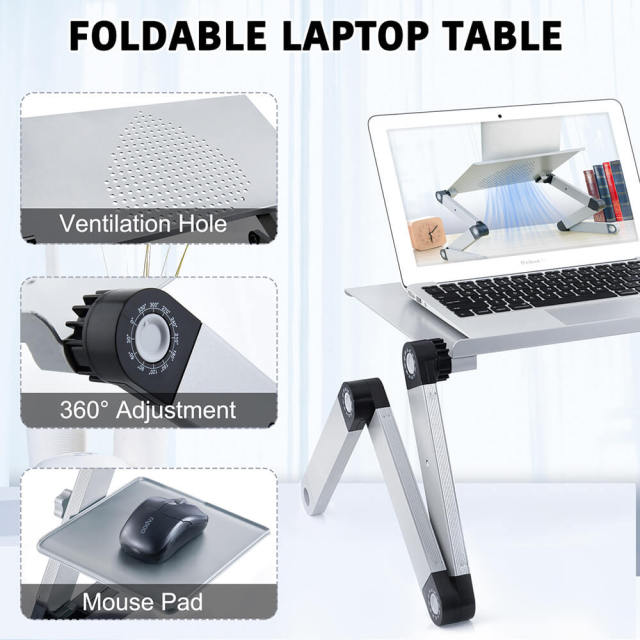 Adjustable Height Laptop Stand With A Mountable Mouse Tray Laptop Desk