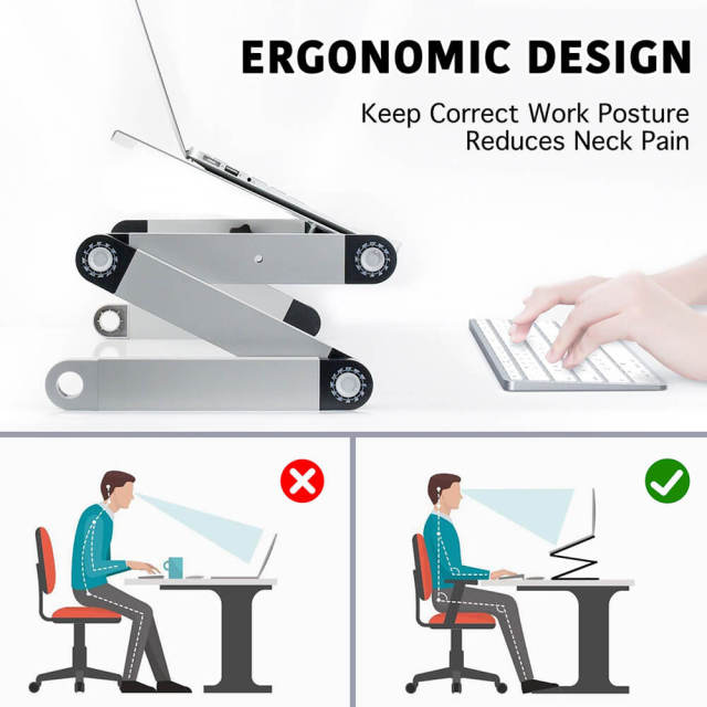 Adjustable Height Laptop Stand With A Mountable Mouse Tray Laptop Desk