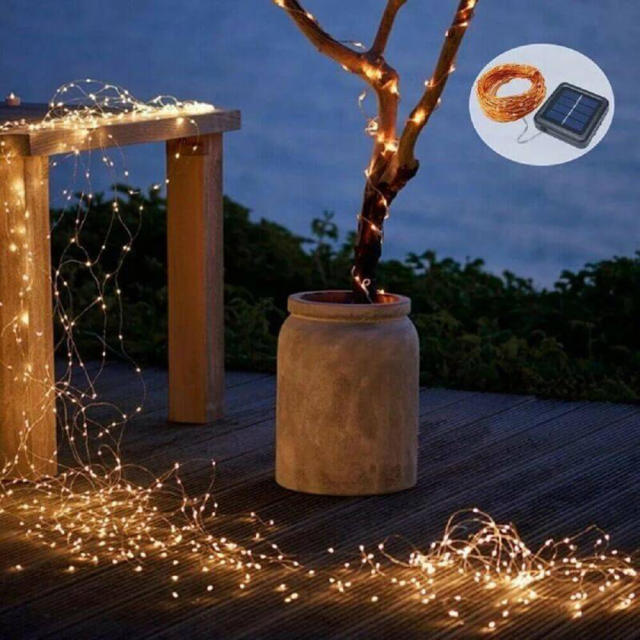 Outdoor Solar String Lights Waterproof Fairy Copper Wire Outdoor Garden Decor Light