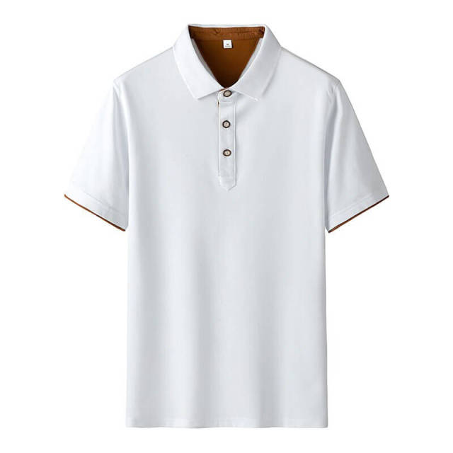 Men's Summer Simple Pure Cotton Lapel Loose Trendy Fashion Polo Shirt