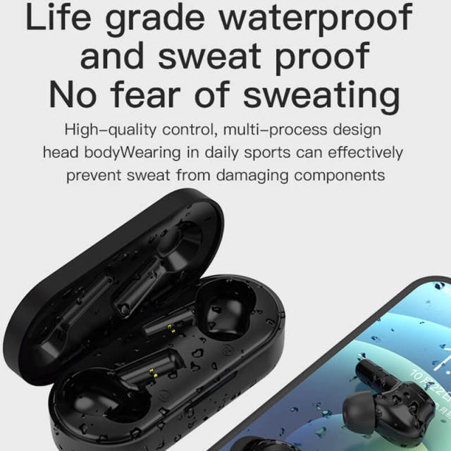 Wireless Headphones Bluetooth 5.0 Earphone Touch Control Stereo Headset with Mic Sport Waterproof TWS Earbuds