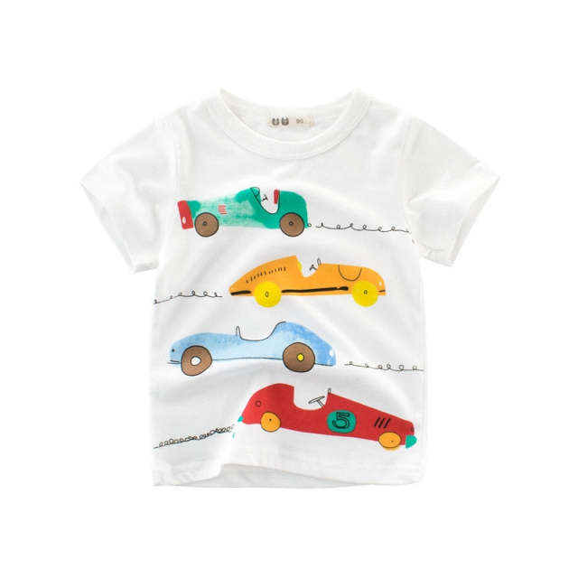 Boys Clothes Toddler Car Print Pullover Tees Summer Cotton T-shirt