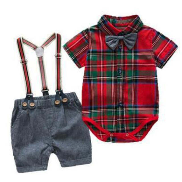 Baby Boy Clothes Summer Gentleman Suits Cotton Romper Infant Clothes