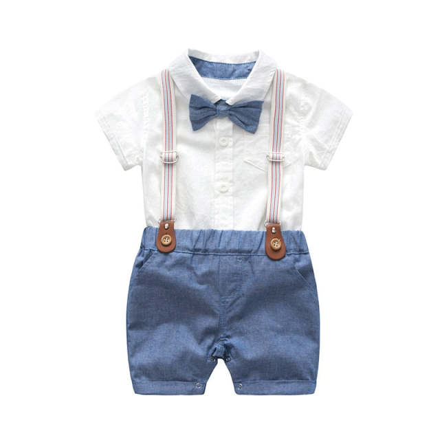 Baby Boy Clothes Summer Gentleman Suits Cotton Romper Infant Clothes