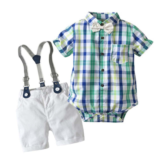 Baby Boy Clothes Summer Gentleman Suits Cotton Romper Infant Clothes