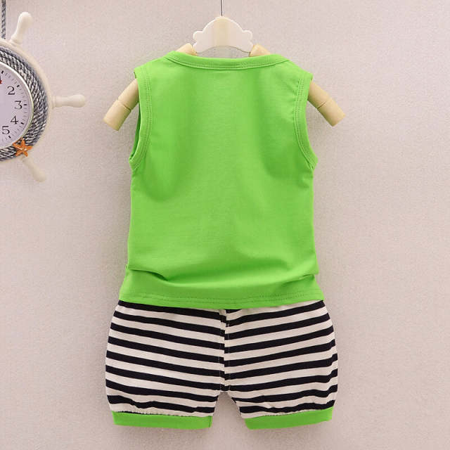 Baby Boys Summer Clothes 0-4Y Cartoon Eyes Print Sleeveless 2 Piece