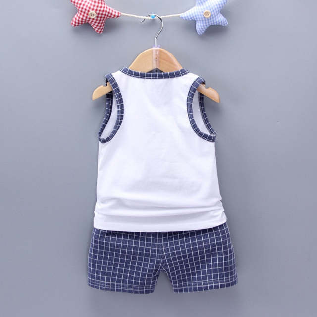 Infant Baby Boy Clothes Set Hat Print Vest Shorts Cotton 2Pcs/Sets