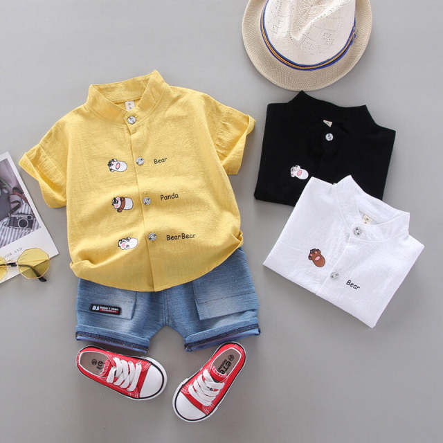 0-4Y Baby Kids Boys Summer Shirt Shorts 2Pcs Sets Toddler Cotton Clothes