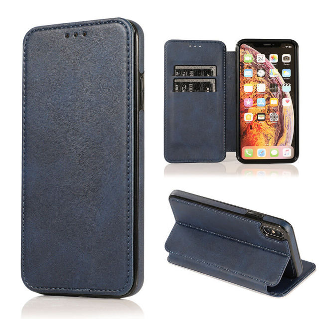 Wallet Case for iPhone 12 - Blocking Card Slot Stand PU Leather Magnetic Apple Flip Cover