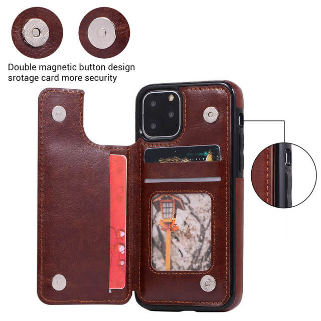 Wallet Case with Card Holder for iPhone 13 - PU Leather Kickstand Card Slots Case Double Magnetic Clasp Shockproof Cover