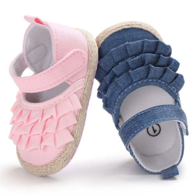 Newborn Baby Girl Soft Crib Shoes Prewalker Anti-slip Canvas Shoes