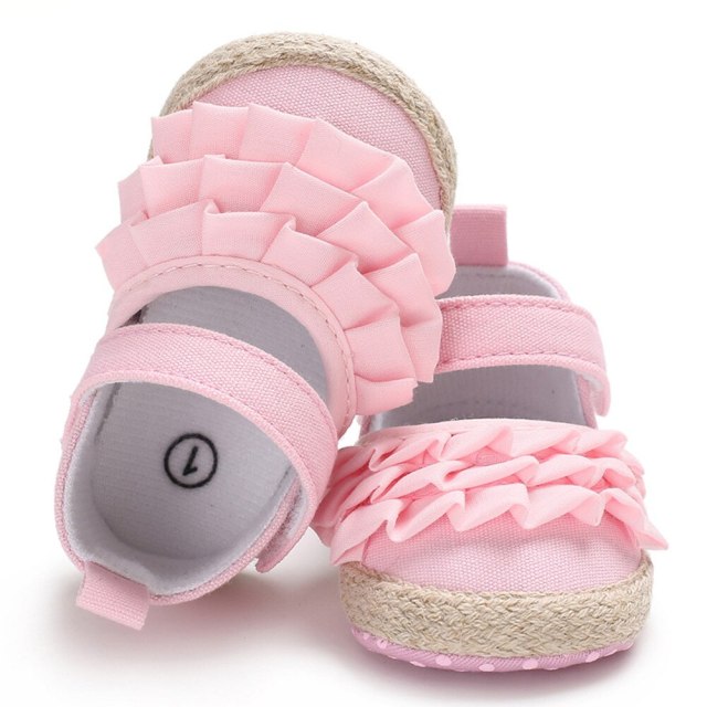 Newborn Baby Girl Soft Crib Shoes Prewalker Anti-slip Canvas Shoes