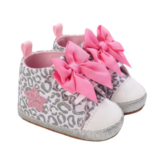0-12M Newborn Baby Girl Shoes Printed Bowknot Soft-Sole First Walker Shoes