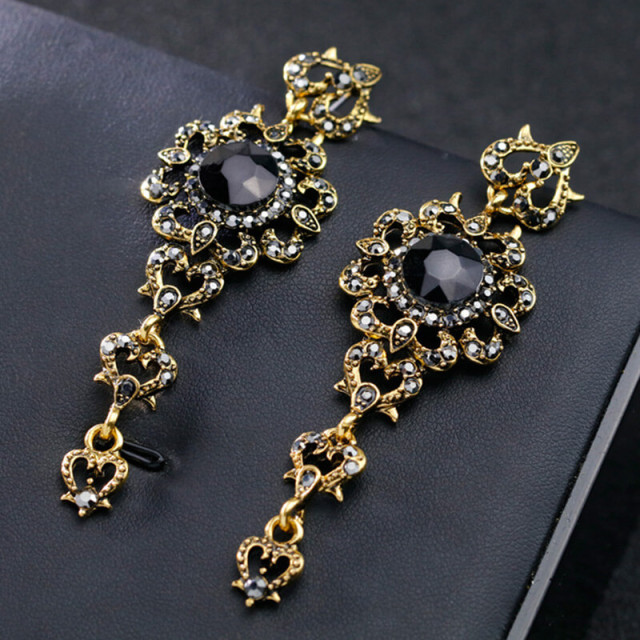 Vintage Earrings Gold Plated Cubic Zirconia Dangle Drop Earrings for Women Party Prom Holiday