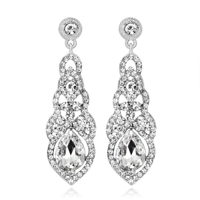 Bridal Zircon Earrings Fashion Cubic Zirconia Teardrop Wedding Earrings for Bridesmaids,Brides - Crystal Rhinestones Dangle Earrings Jewelry