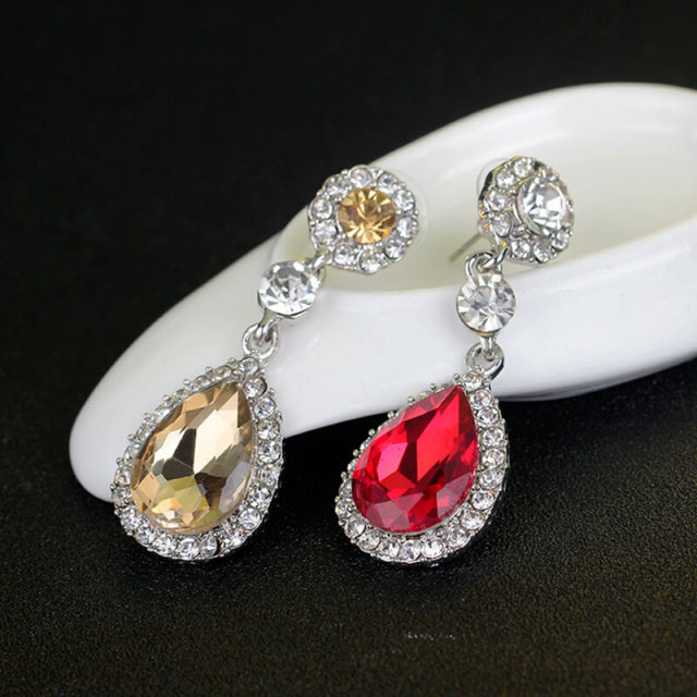 Wedding Bridal Teardrop Earrings Cubic Zirconia Rhinestones Drop Earrings for Women Prom Bridal Wedding Jewelry