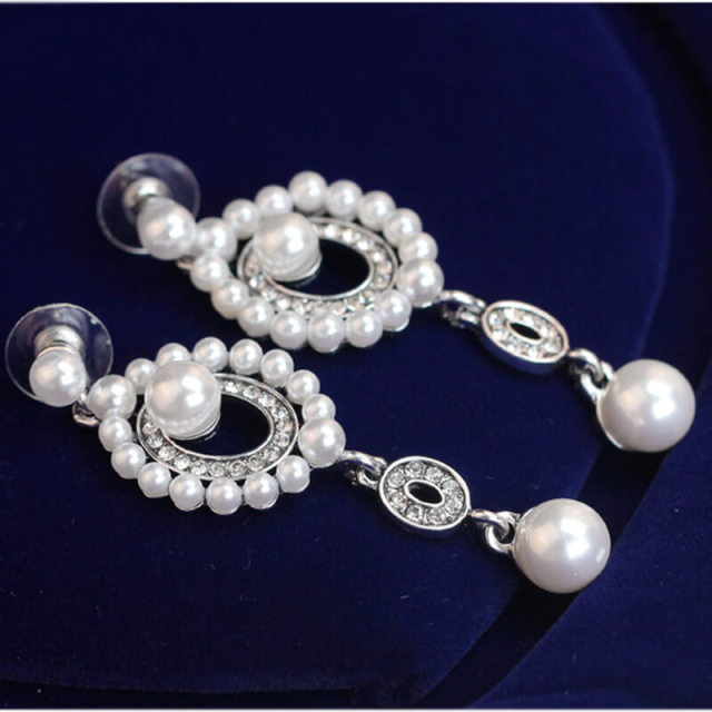 Pearl Earrings Fashion Rhinestones Earrings Vintage Jewelry for Women