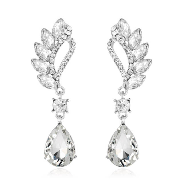 Cubic Zirconia Earrings - Fashion Rhinestone Wing Earrings for Bride Bridesmaids Bridal Jewelry Hypoallergenic Stud Earring for Women