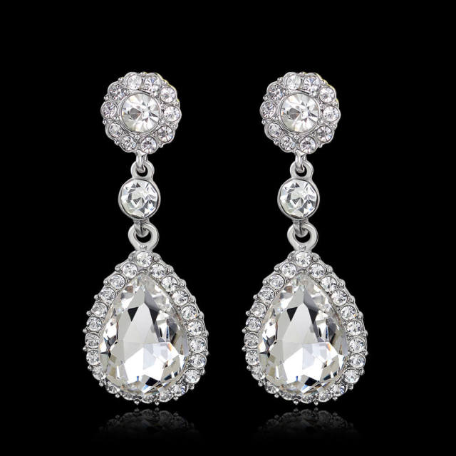 Wedding Bridal Teardrop Earrings Cubic Zirconia Rhinestones Drop Earrings for Women Prom Bridal Wedding Jewelry