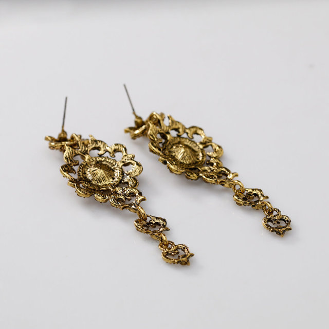 Vintage Earrings Gold Plated Cubic Zirconia Dangle Drop Earrings for Women Party Prom Holiday