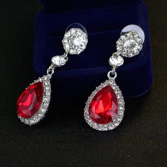 Wedding Bridal Teardrop Earrings Cubic Zirconia Rhinestones Drop Earrings for Women Prom Bridal Wedding Jewelry