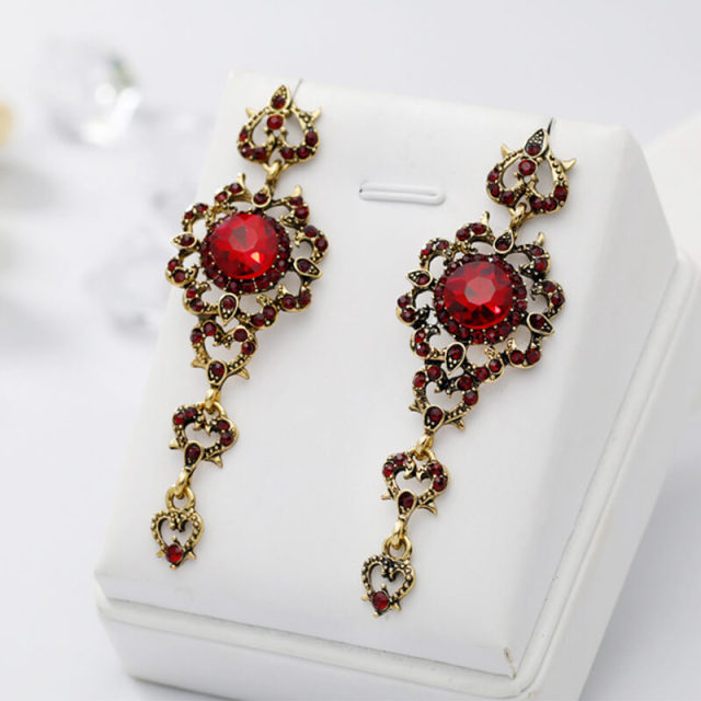 Vintage Earrings Gold Plated Cubic Zirconia Dangle Drop Earrings for Women Party Prom Holiday
