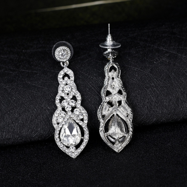 Bridal Zircon Earrings Fashion Cubic Zirconia Teardrop Wedding Earrings for Bridesmaids,Brides - Crystal Rhinestones Dangle Earrings Jewelry