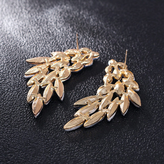 Fashion Angel Wings Wedding Earrings Crystal Rhinestone Cluster Chandelier Hollow Dangle Earrings for Women