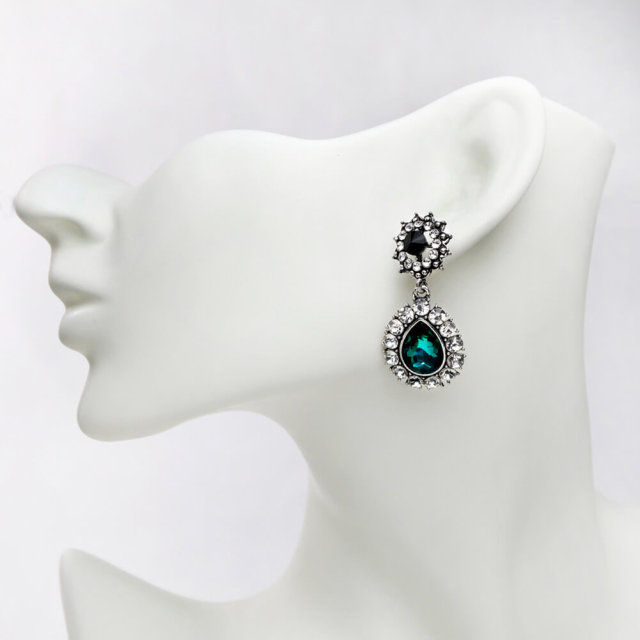 Antique Style Earrings - Rhinestone Dangle Earrings Vintage Design Women Long Luxury Oval Drop Earrings