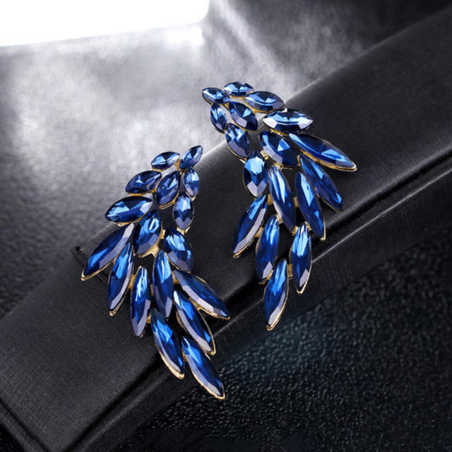 Fashion Angel Wings Wedding Earrings Crystal Rhinestone Cluster Chandelier Hollow Dangle Earrings for Women