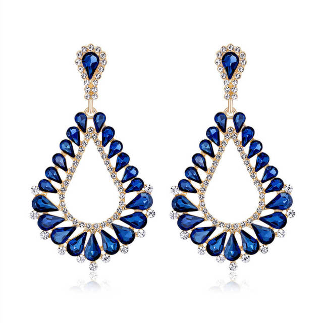 Bridal Earrings Jewelry Luxury Hollow Drop Dangle Earrings With Rhinestones For Women Banquet Party Jewelry