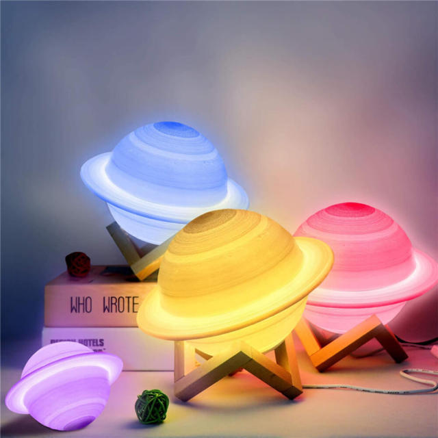 Saturn Planets Lamp for Kids 3D LED Night Light for Kids 16 Colors Lamps Remote Control Kids Table Lamp USB Rechargeable