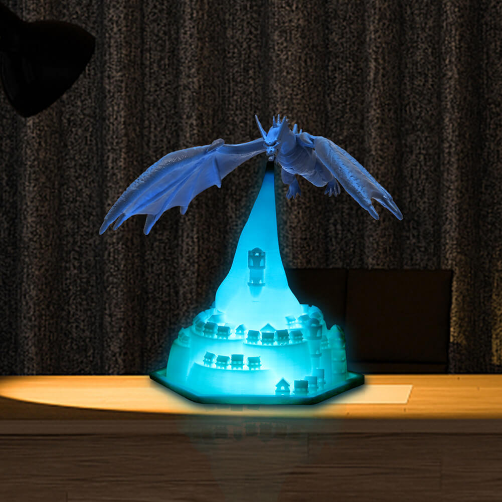 Blue feather table lamp