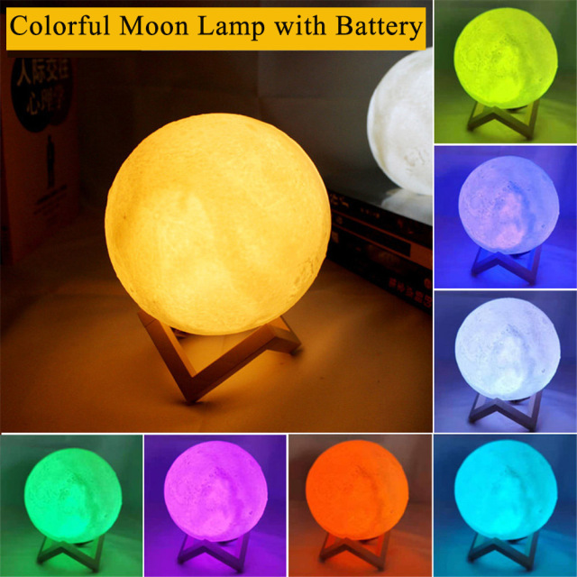 Moon Lamp 16 Colors 3D Printed Moon Light Remote &amp; Touch Control USB Rechargeable Creative Gift for Kids and Girls