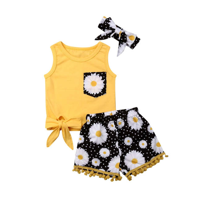 1-5 Years Toddler Kids Baby Girls Summer Clothing Set Floral Tops T-Shirt Short Pants Outfit Clothes Summer
