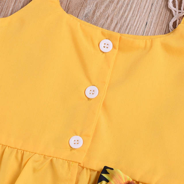 Toddler Baby Girl Clothing Set Sleeveless Crop Tops Sunflower Print Shorts