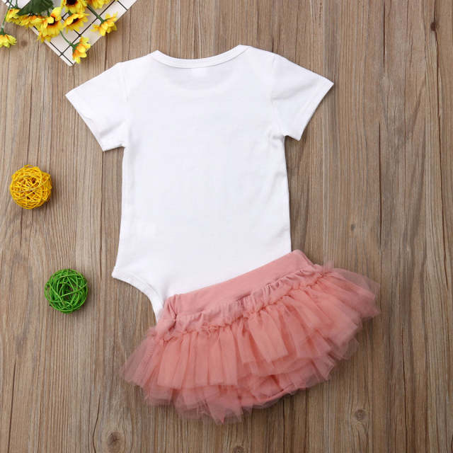 Summer Baby Girls Toddler Romper Tops + Skirt Tutu 2PCS Clothes Set