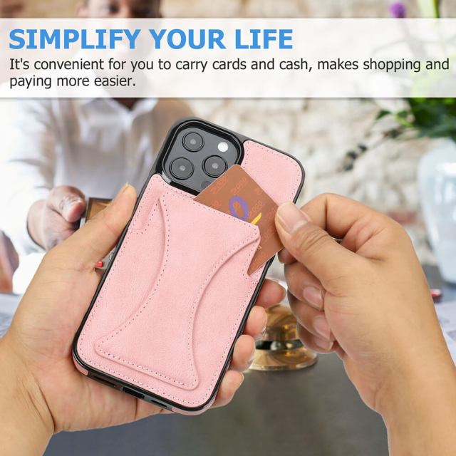 Compatible iPhone 13 Leather Wristband Phone Case with Credit Card Holder PU Leather Stand Card Slot Case for iPhone 13 Pro Max