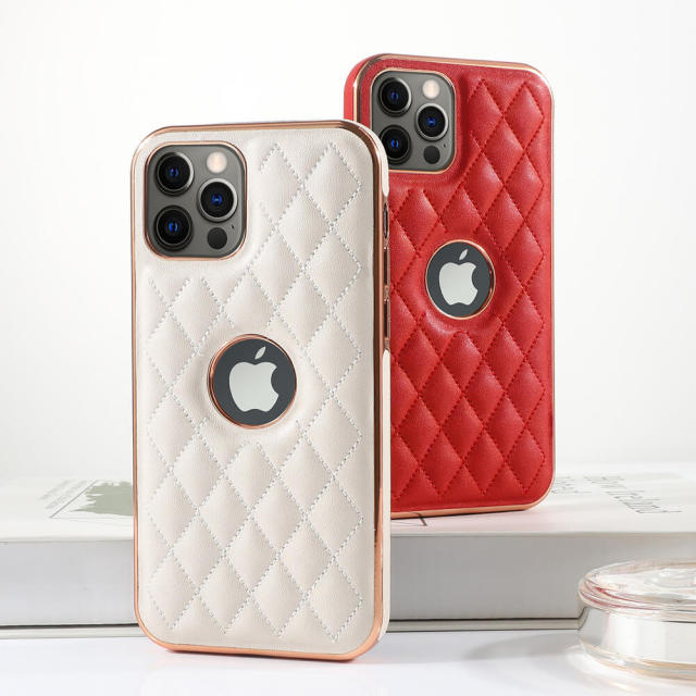 Phone Case For iPhone 12 Diamond quilted pattern Leather Phone Cover For iPhone 11 Apple iPhone 13