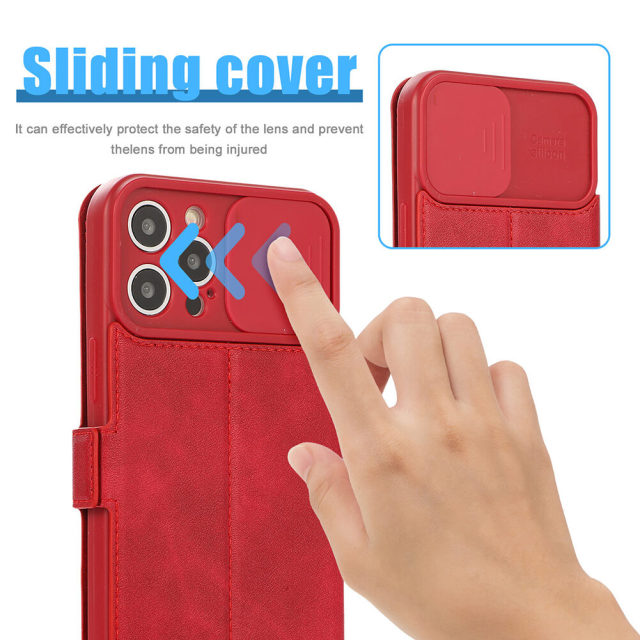 Case for iPhone 13 Case Magnetic PU Leather Stand Flip Cover with TPU Shockproof Interior Case and Card Slot Folio Case Compatible with iPhone 12