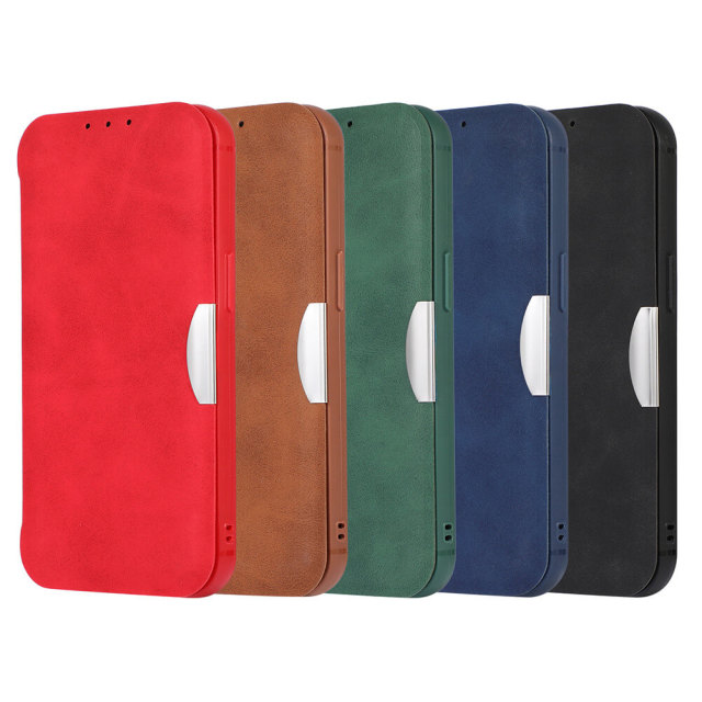 Case for iPhone 12/12 Pro TPU Leather Flip Magnetic Cover with Card Slot Kickstand Shockproof Case Compatible with iPhone 13