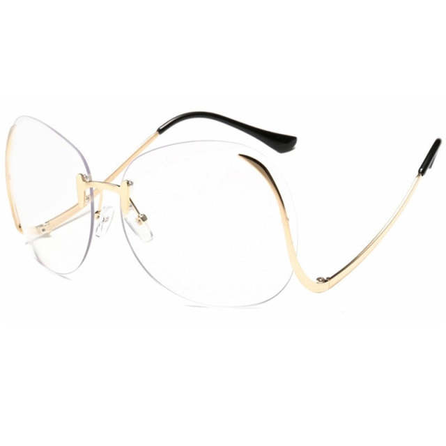 Oversized Rimless Sunglasses Women Vintage Square Sun Glasses Shades Female Big Frames Eyeglasses UV400