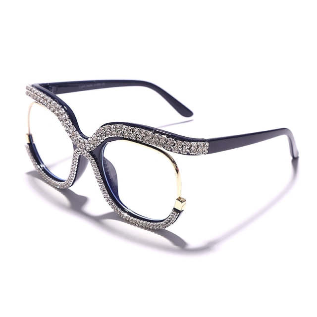 Diamond Sunglasses Retro Square Frames Men Women UV400 Eyeglasses Fashion Eyewear