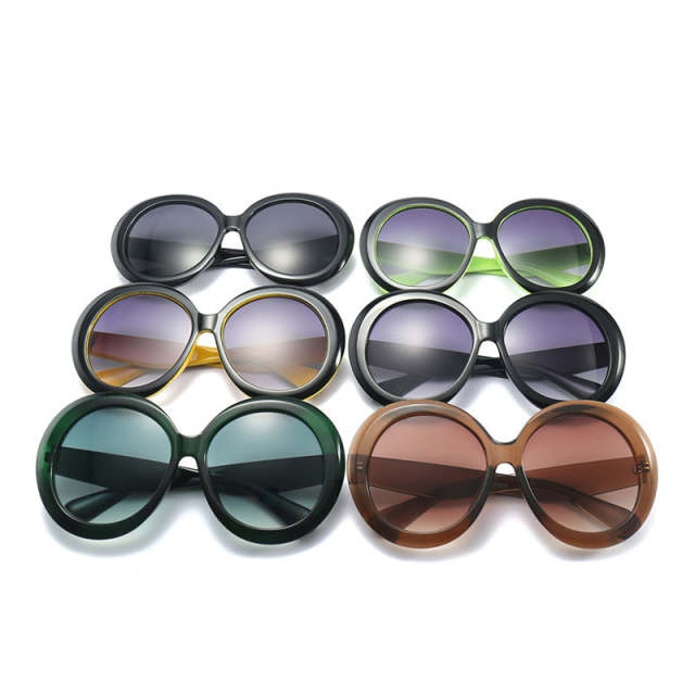 Women Fashion Round Sunglasses Vintage Oversized Framed Mirror Shades Eyewear UV400