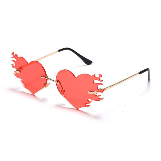 Heart Shape Sunglasses Women Rimless Sun Glasses Men UV400 Steampunk Eyeglasses Mirror Shades Ladies Eyewear