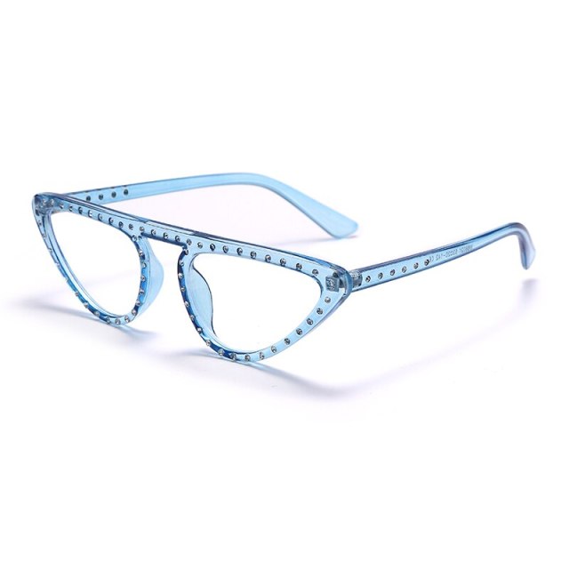 Women Anti Blue Eyewear Rhinestone Computer Glasses Men Cat Eye Glasses Optical Eyeglass