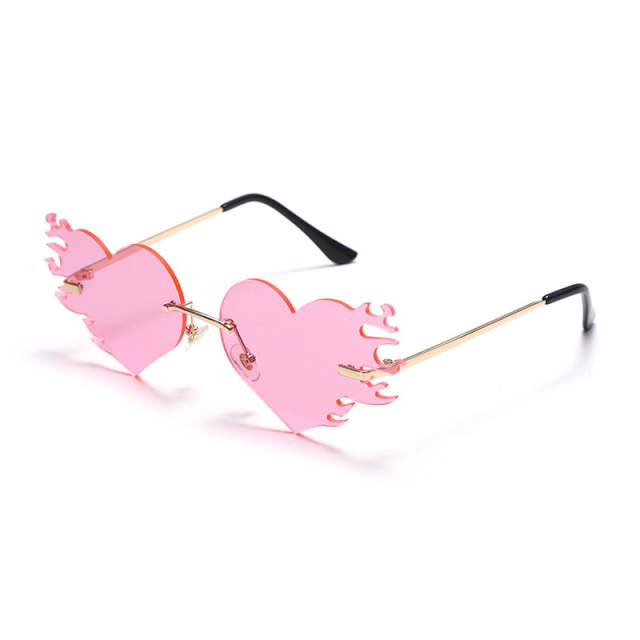 Heart Shape Sunglasses Women Rimless Sun Glasses Men UV400 Steampunk Eyeglasses Mirror Shades Ladies Eyewear