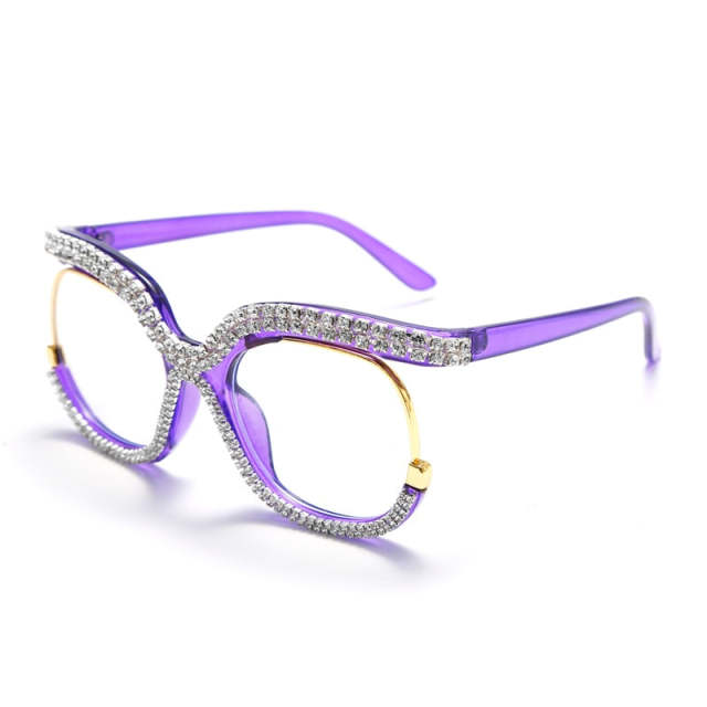 Diamond Sunglasses Retro Square Frames Men Women UV400 Eyeglasses Fashion Eyewear