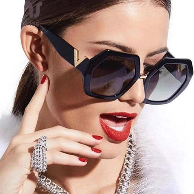 Fashion Women Polygonal Sunglasses Personality Ladies Eyewears UV400 Goggles V-leg Glasses